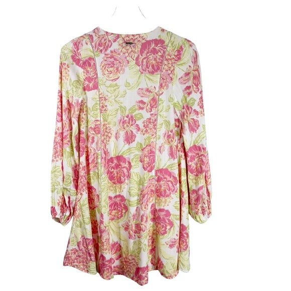 MAAJI Pink Beachy V-Neck Flowy Floral Mini Dress Medium - Picture 7 of 8
